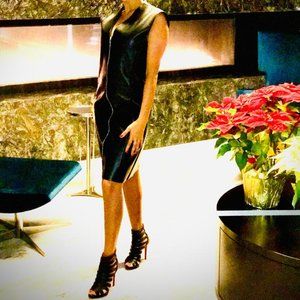 Celine Leather effect black dress size 4